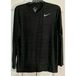 Nike‎ Men's Dri Fit Charcoal Long Sleeve Crew Neck Pullover T-Shirt SIze Large